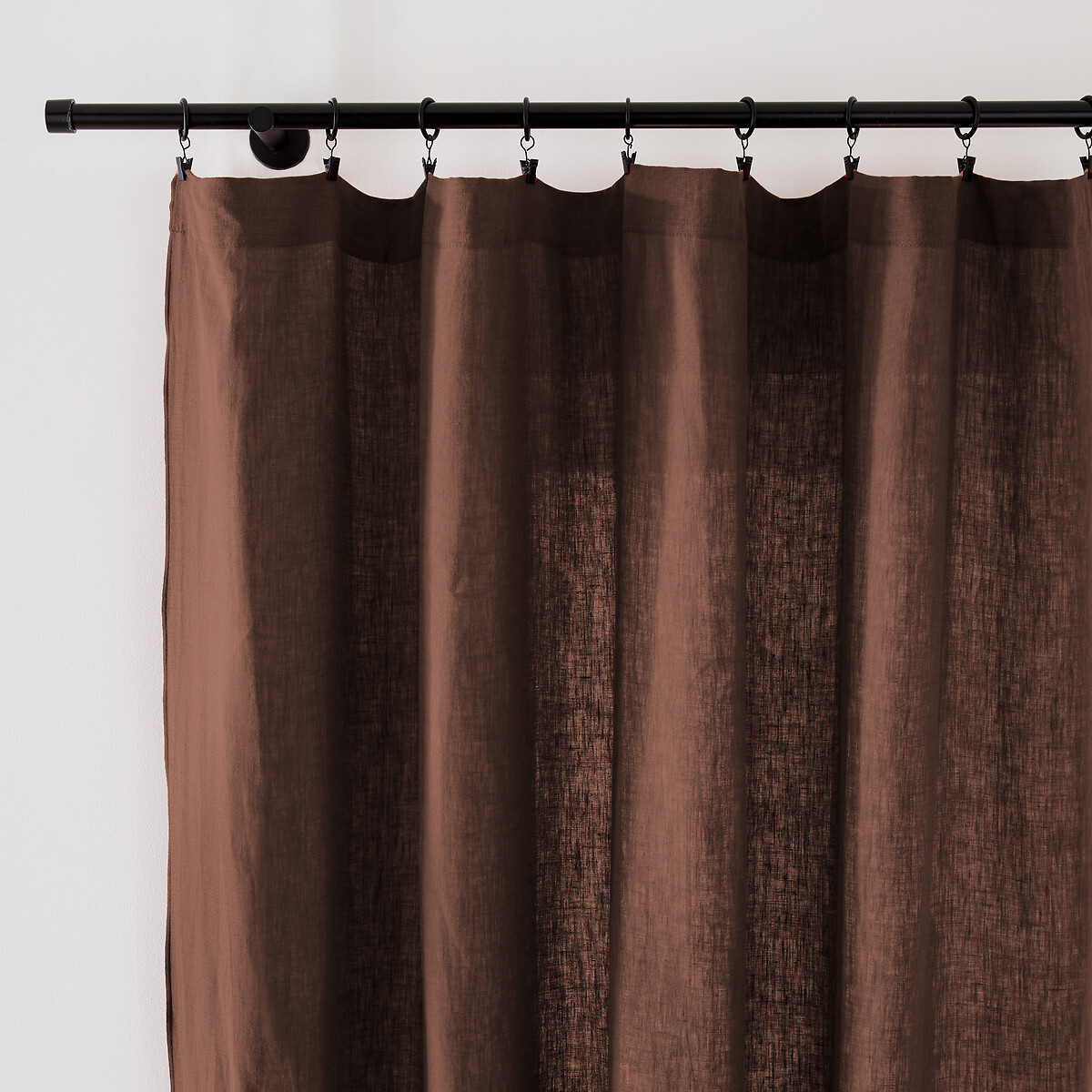 La Redoute Interieurs Onega Washed Linen Single Voile Panel Unisex Mahogany Size D180 X W135cm