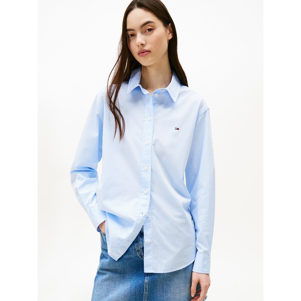 Tommy Jeans Women's Blue Long Sleeve Shirt Large