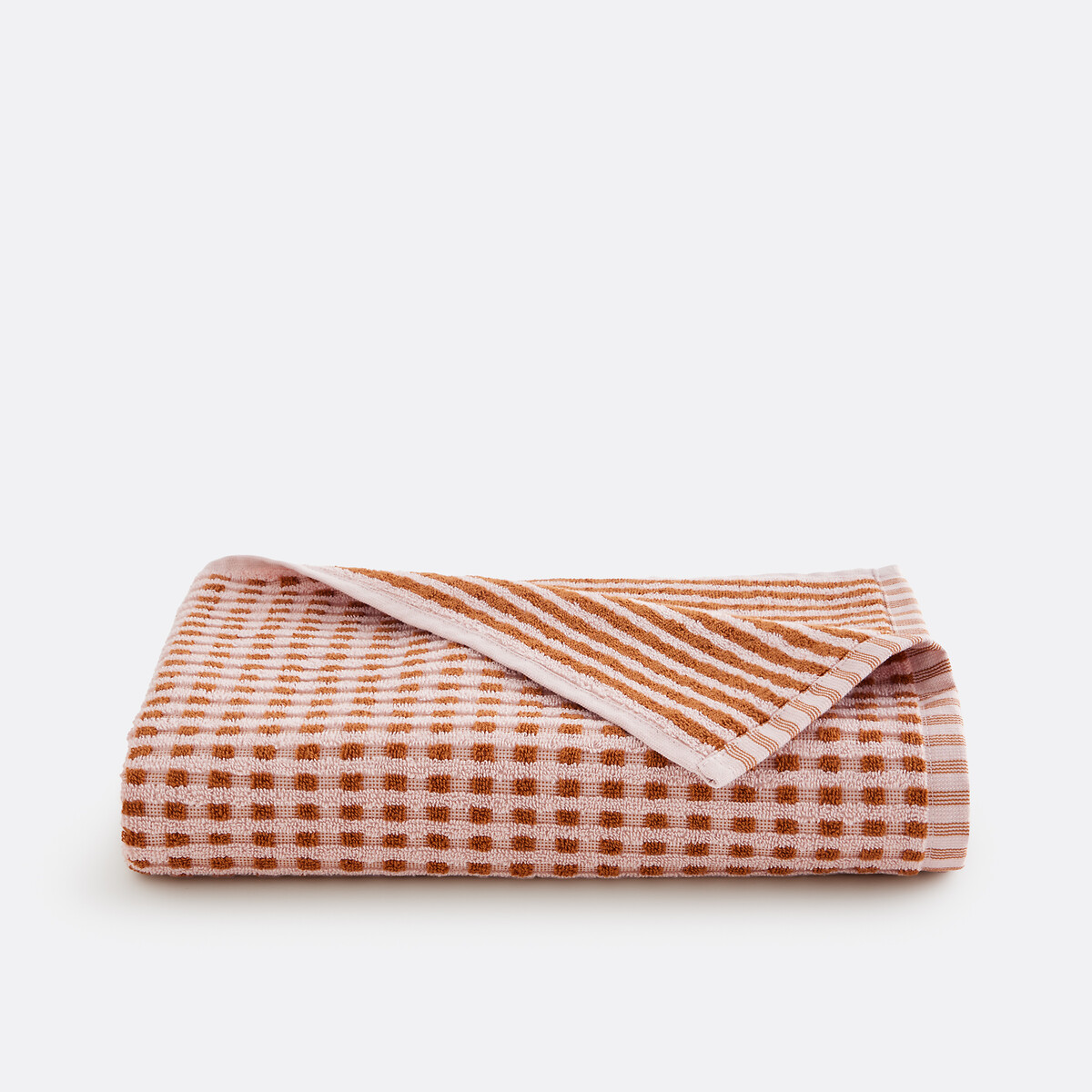 La Redoute Interieurs Granna Jacquard Towelling Woven 500G Maxi Bath Towel Unisex Pink/Brown Medium