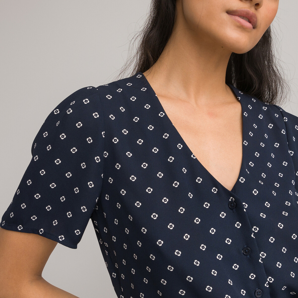 LA REDOUTE COLLECTIONS Blouse met V-hals, korte mouwen