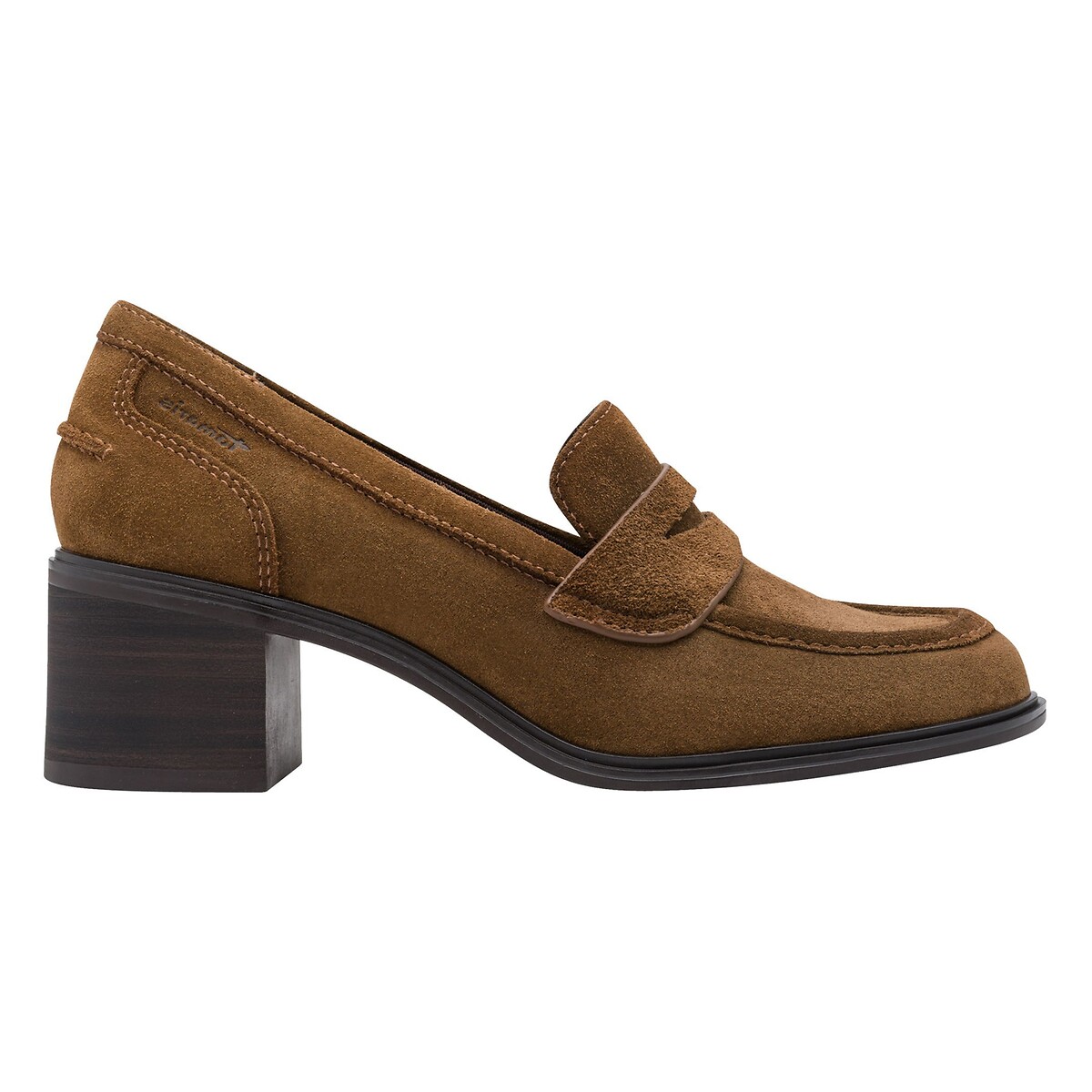 Tamaris Heeled Suede Loafers Women's Cognac Size 37 (4)