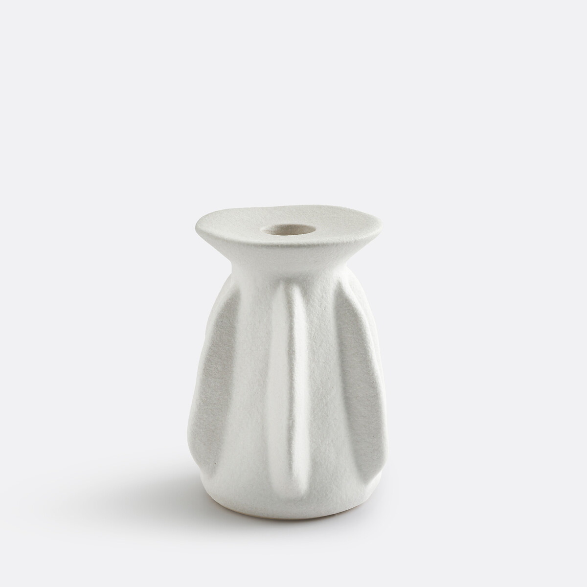 La Redoute Interieurs Textured Ceramic Candle Holder H12cm, Ilia Unisex White