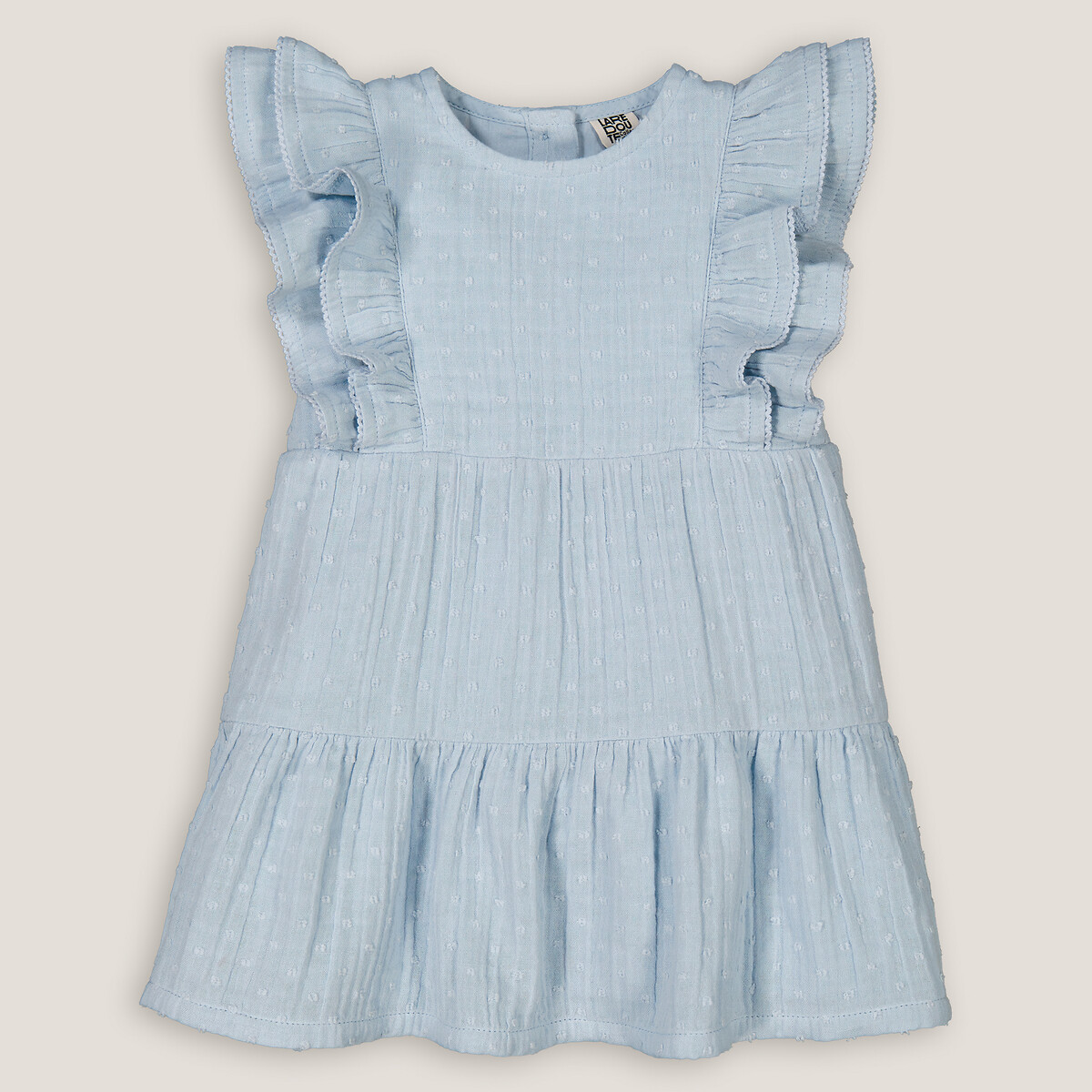 Dotted Cotton Muslin Dress With Ruffles