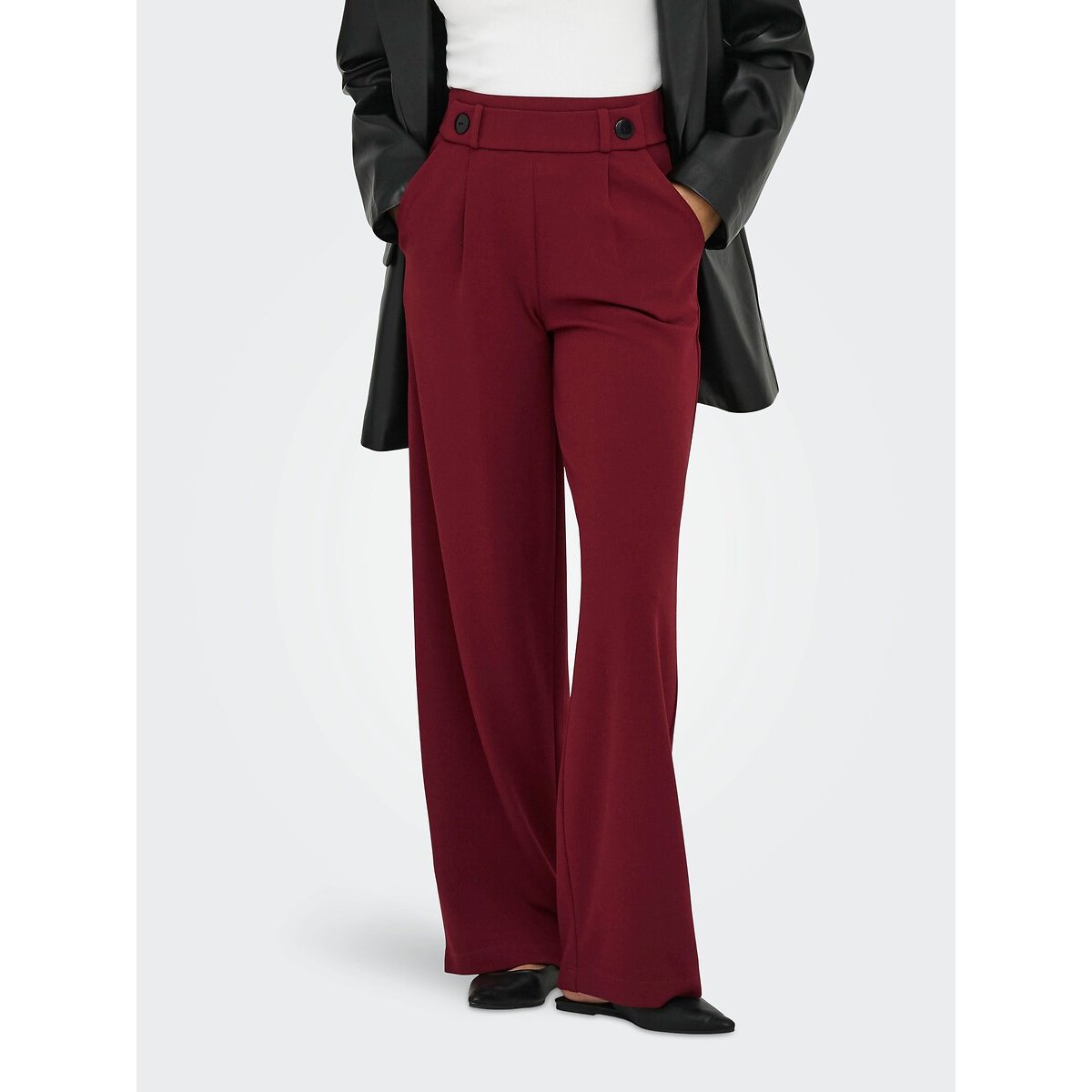 Jdy Wide Leg Trousers With High Waist Women's Burgundy Xs / L32