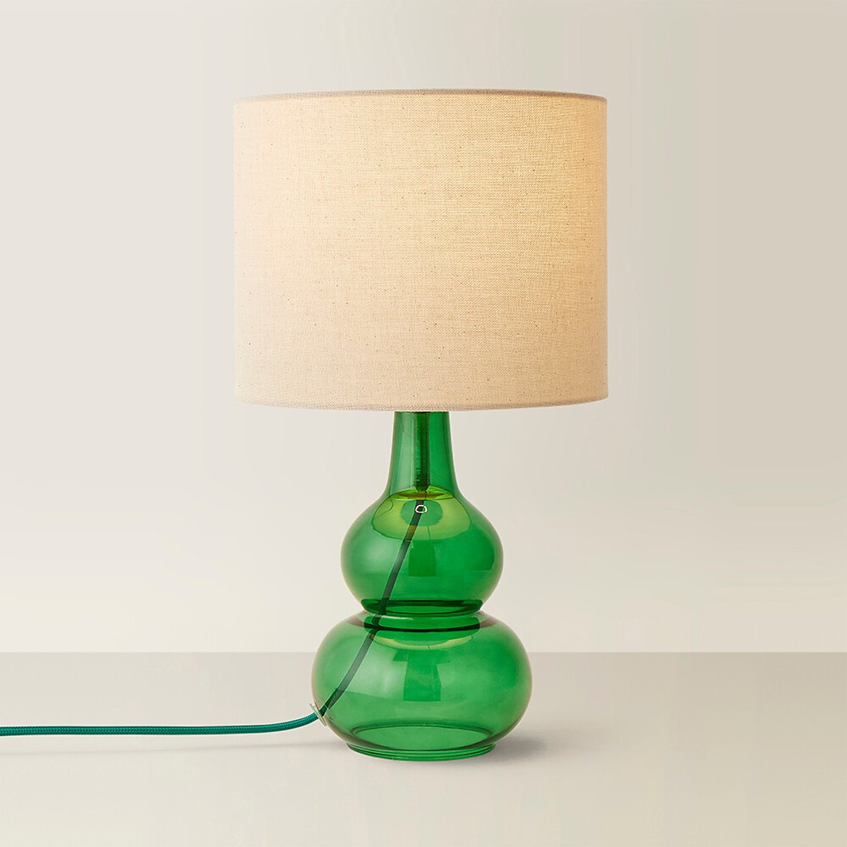 So'home Unisex Green Bubble Glass Table Lamp With Linen Shade