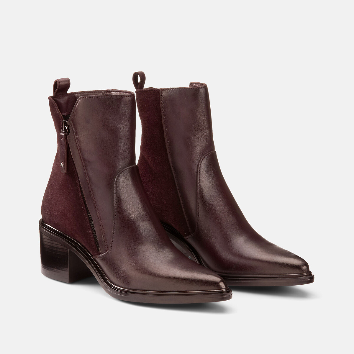 Mjus Pointed Zip-Up Leather Ankle Boots Women's Burgundy Size 37 (4)