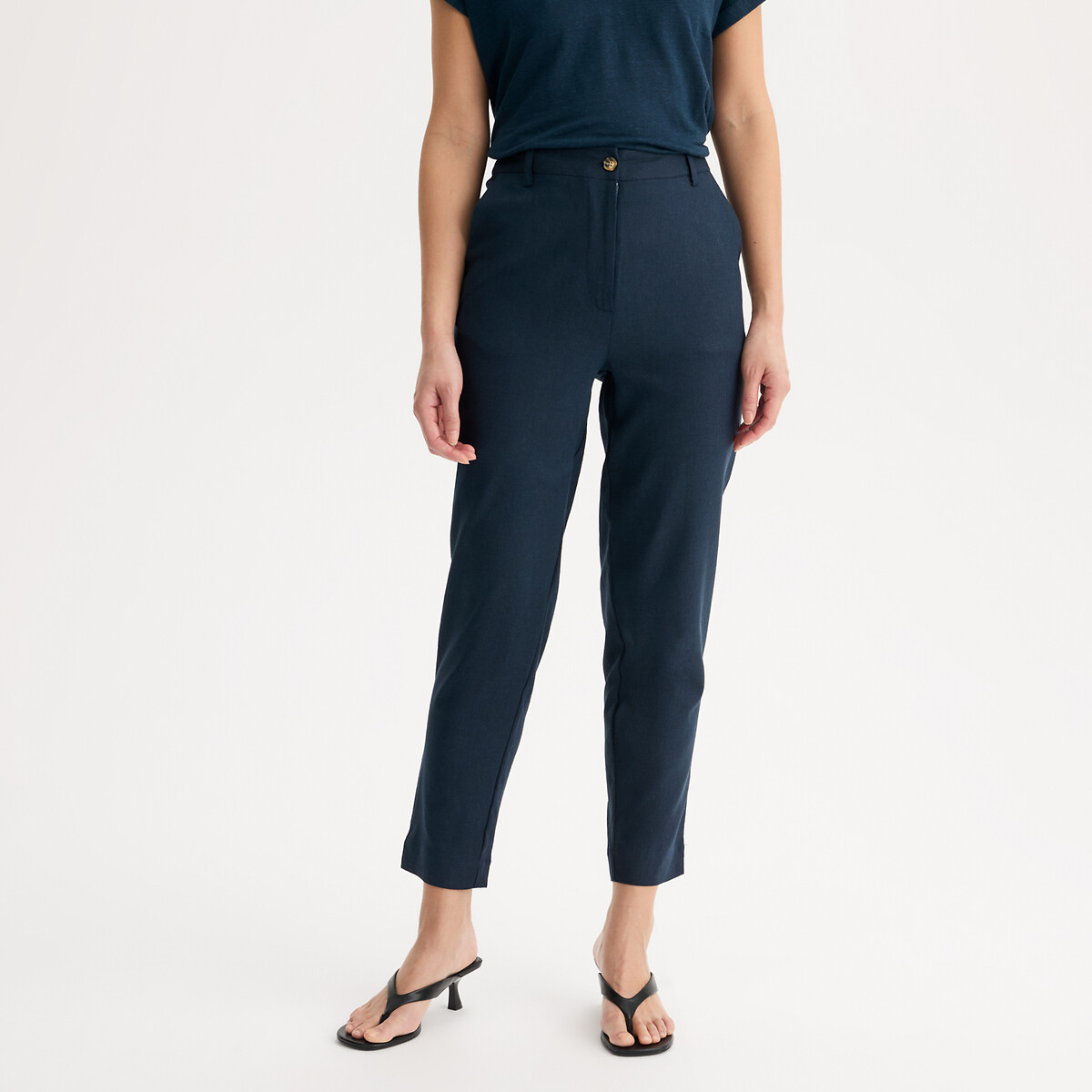 Pantalon cigarette 7/8ème en lin et viscose
