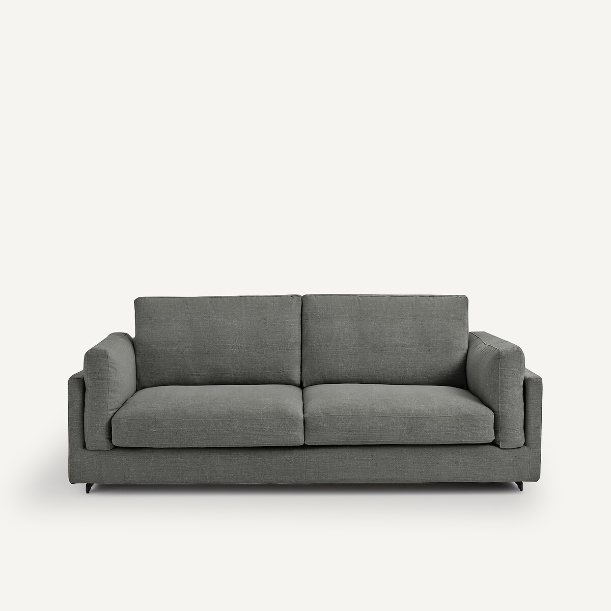 Am.pm Sofá cama de 3 plazas de algodón y lino César. Talla 3 plazas. Color Gris