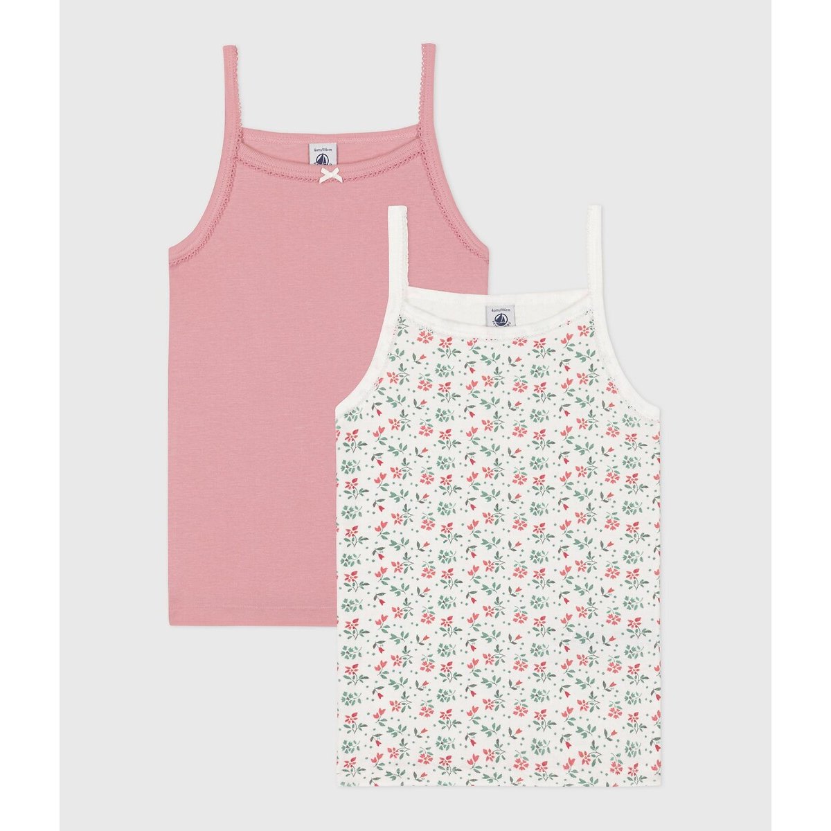 PETIT BATEAU Set van 2 onderhemdjes met dunne schouderbandjes