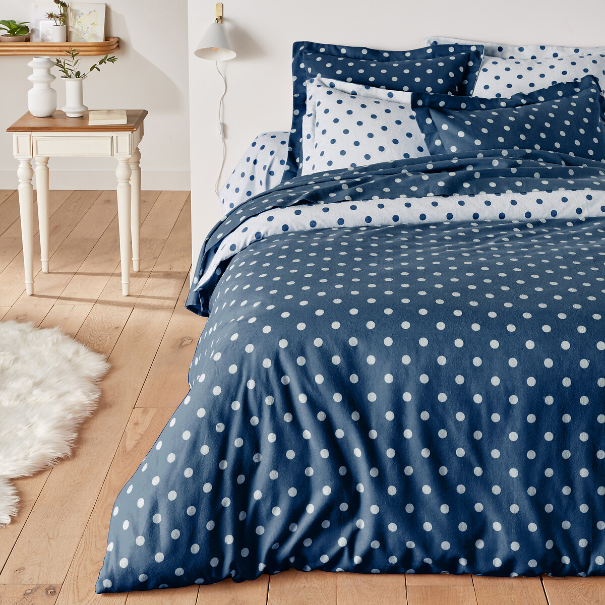Funda nórdica de franela estampada de lunares, Clarisse. Talla Cama 105cm (200x200cm). Color