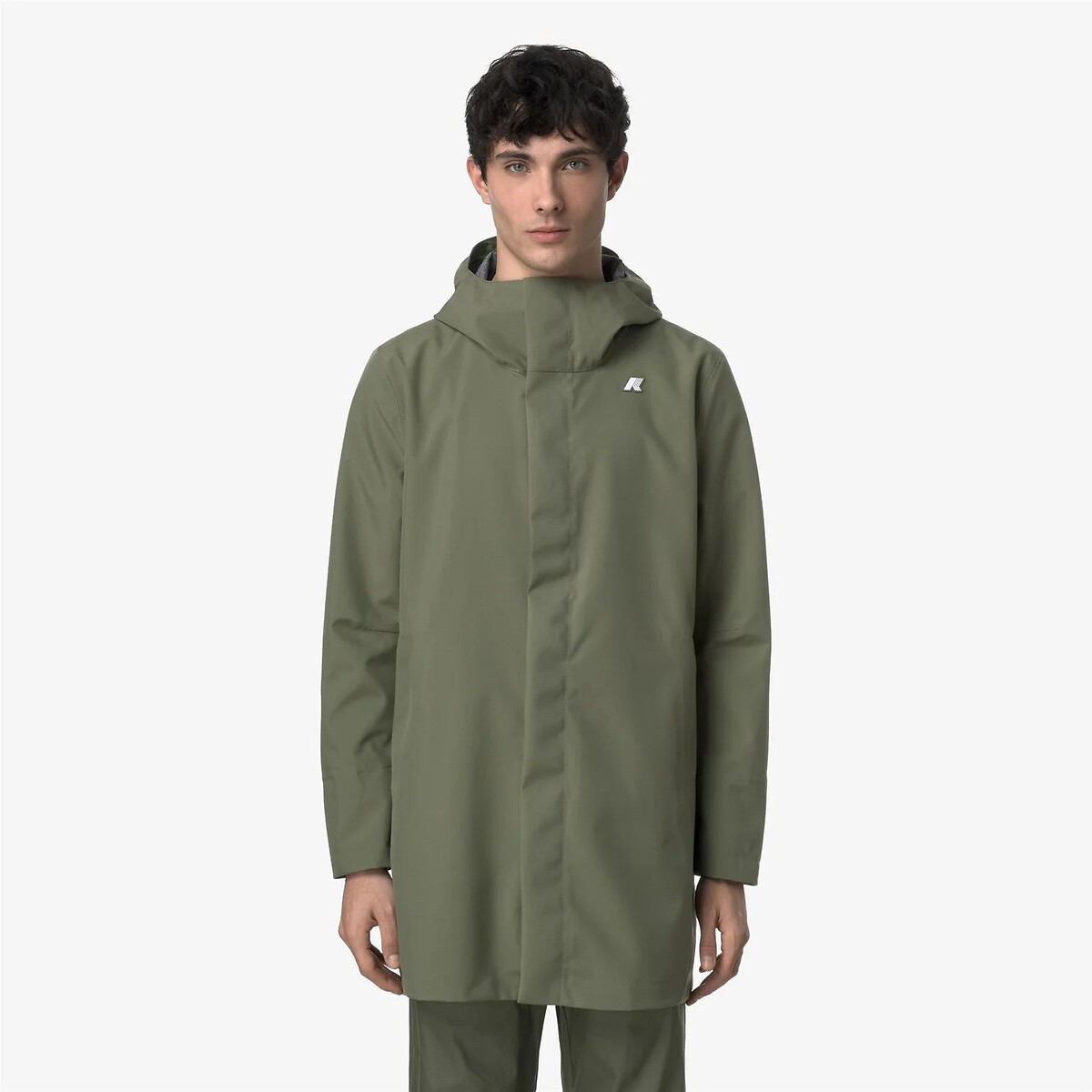 K-Way Tommy Bonded Jersey Long Parka Men's Olive Green Small