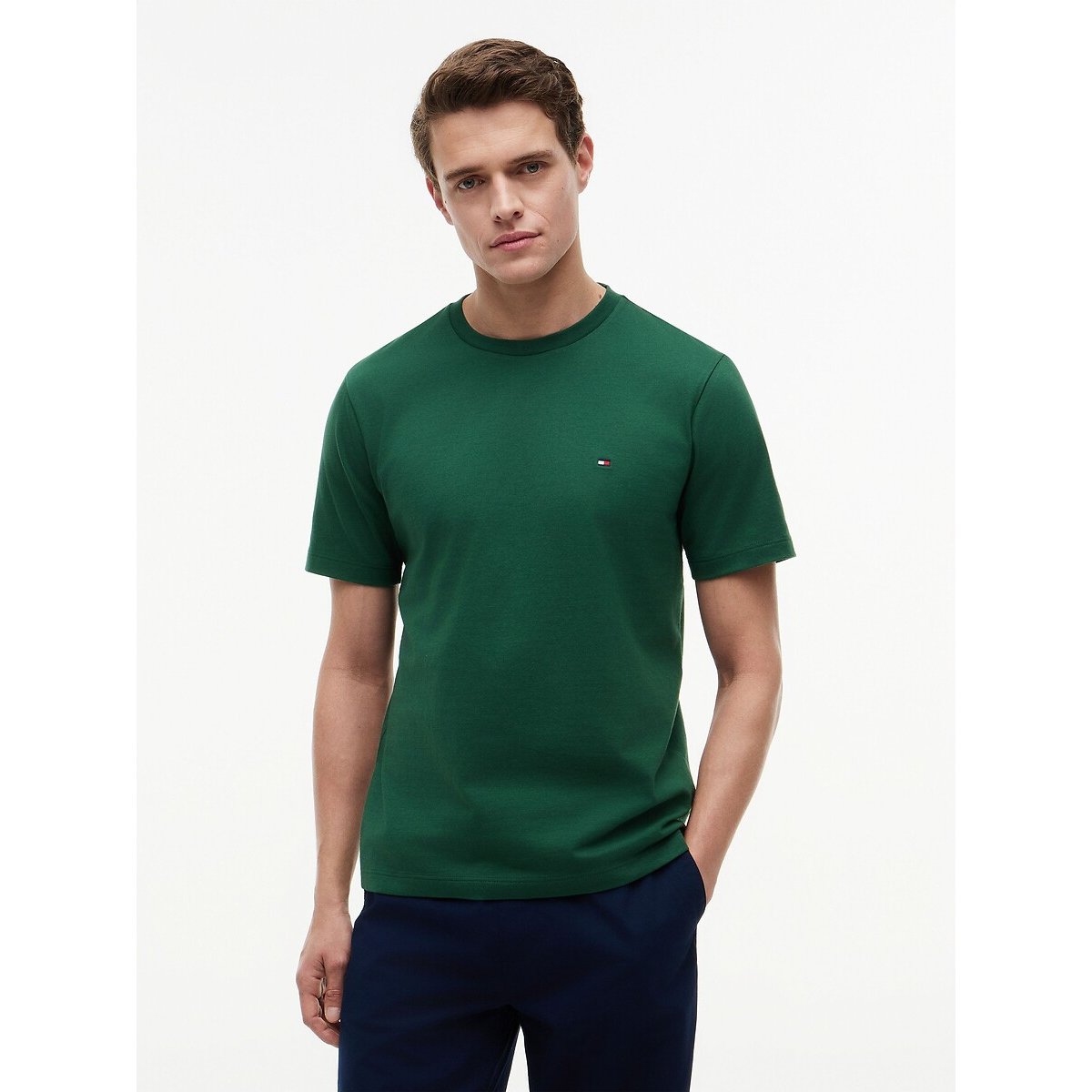 Tommy Hilfiger Thick T-Shirt, Regular Fit Men's Bottle Green Medium