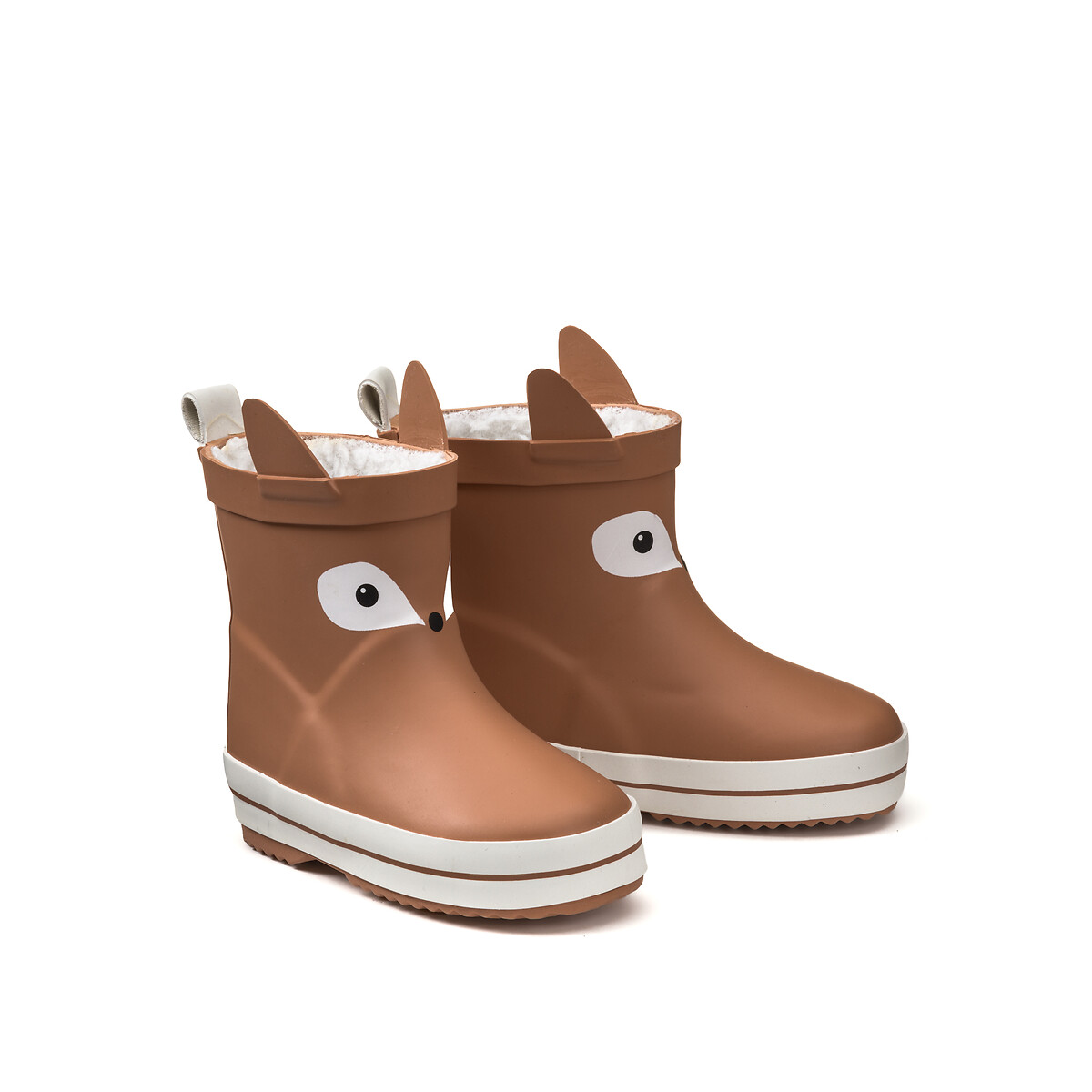 Kids Fox Wellies with Faux Fur Lining