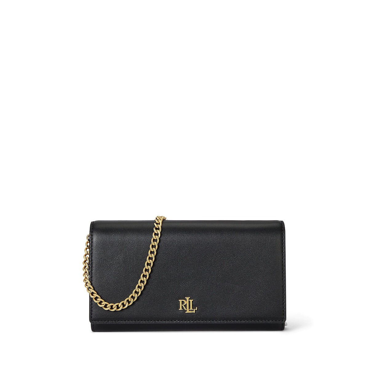 Lauren Ralph Lauren Bolso de mano de piel con bandolera de cadena, ADAIR. Talla talla única. Color Negro