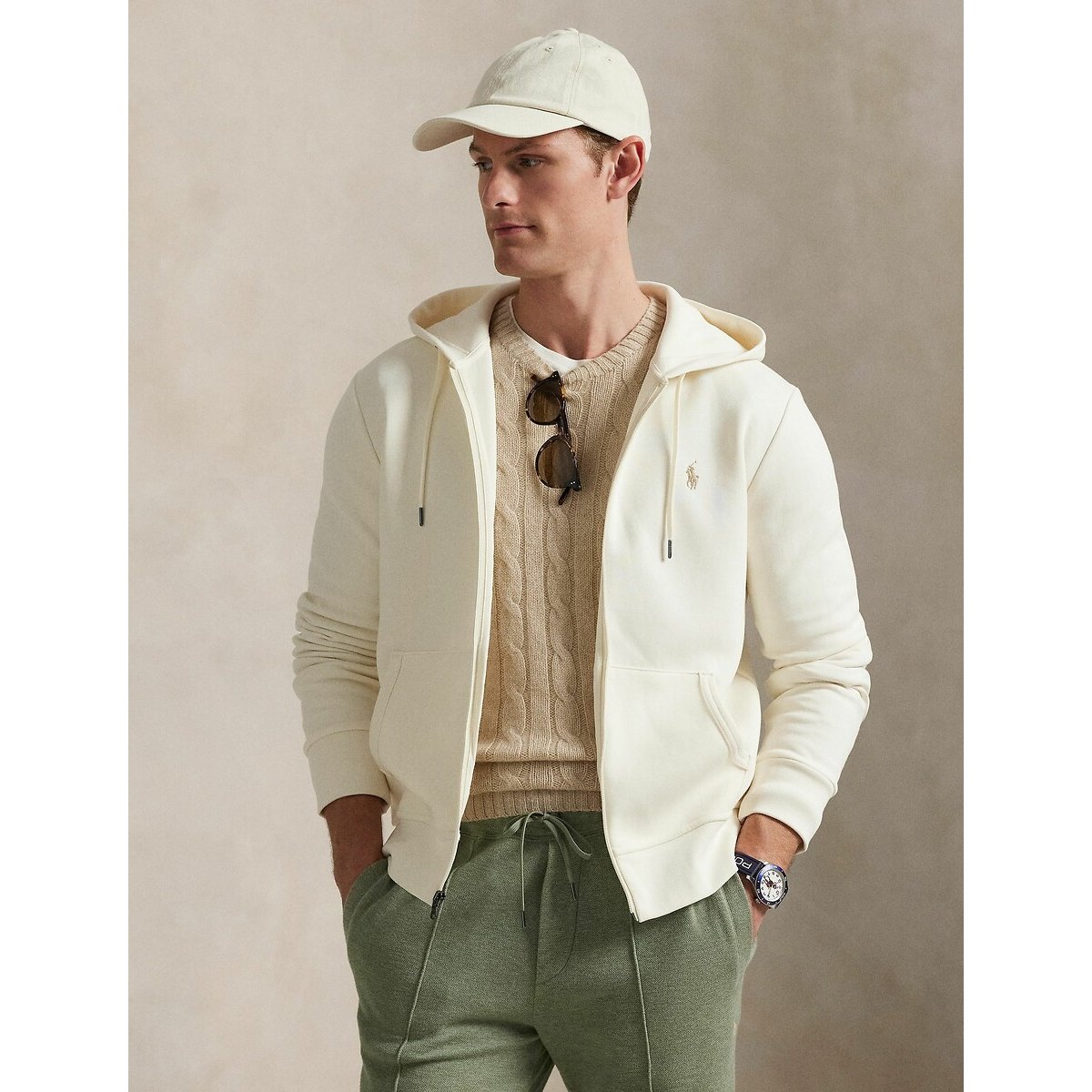 Felpa con cappuccio e zip, maglia doppia