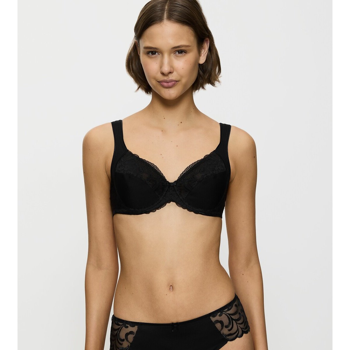 Triumph Modern Lace+Cotton Full Cup Bra Women's Charcoal Grey 34C