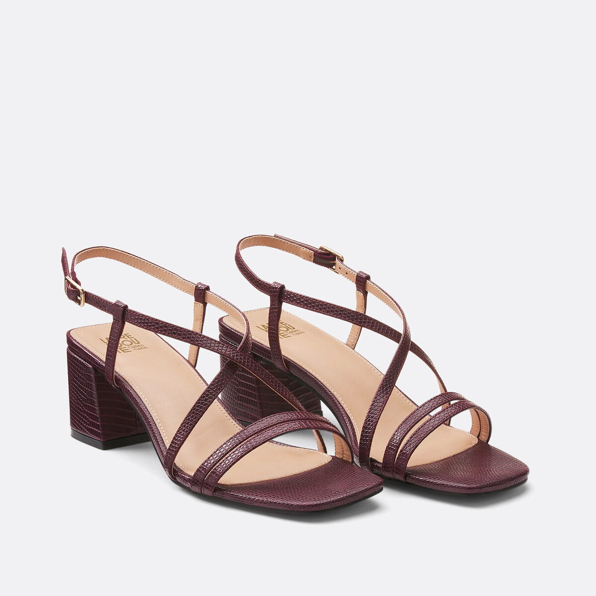 La Redoute Collections Snake Print Heeled Sandals Women's Burgundy Size 36 (3.5)