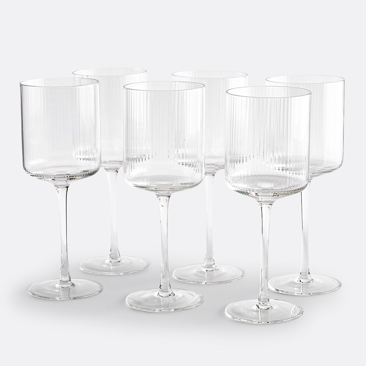 La Redoute Interieurs Set Of 6 Stria Ribbed Glass Wine Glasses Unisex Transparent