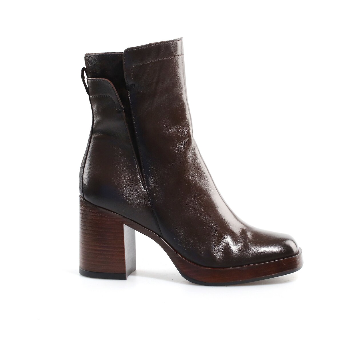 Mjus Heeled Leather Ankle Boots Women's Dark Brown Size 39