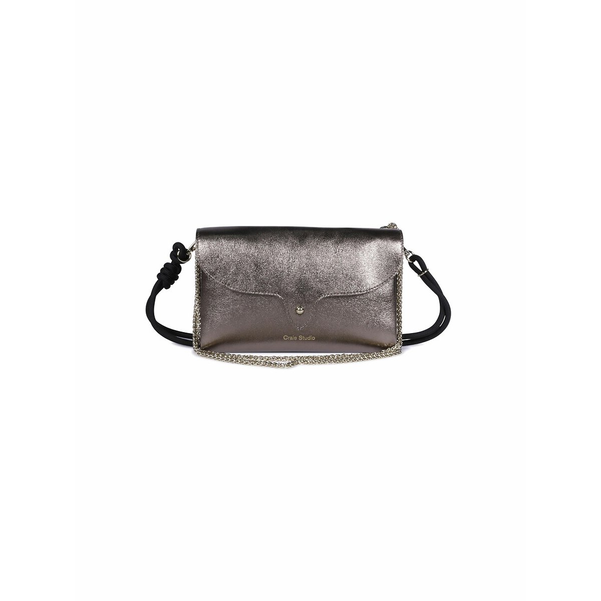 Carteira estilo clutch, em pele metalizada, WEEK, Craie Studio