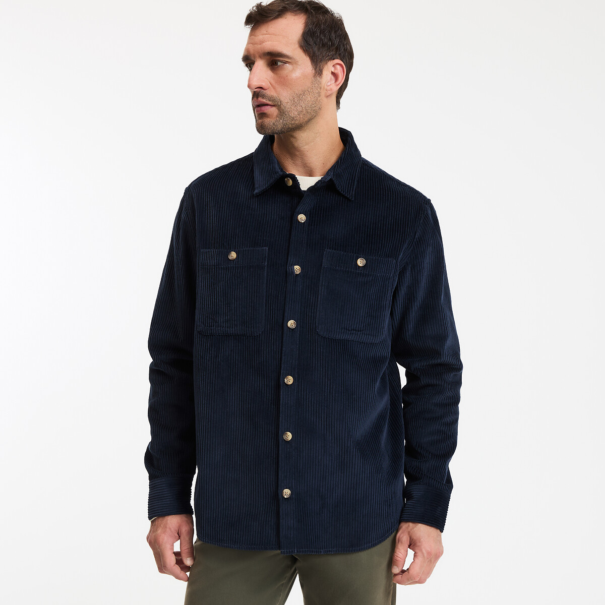 La Redoute Collections Corduroy Regular Fit Shacket Men's Navy 16/16.5"
