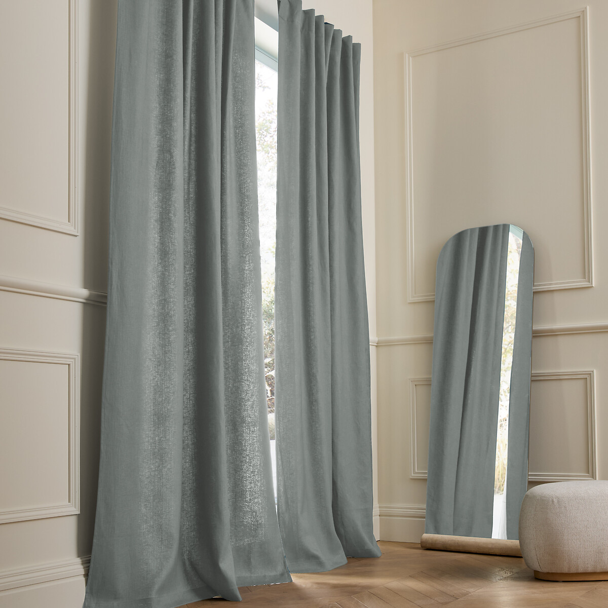 Am.pm Private Curtain In Lined Washed Linen With Concealed Tabs Unisex Rosmary Size W140 X D220cm