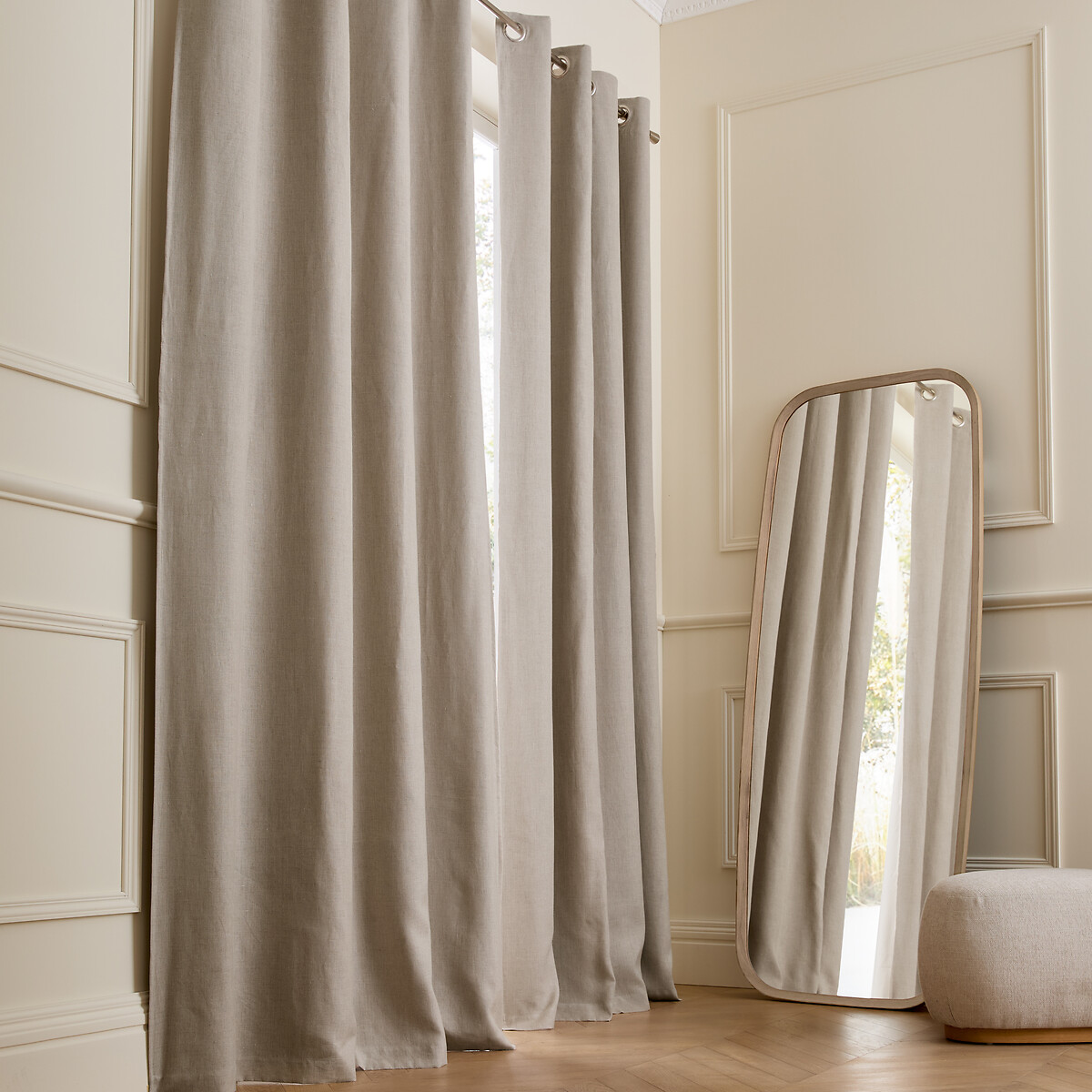 Am.pm Private Washed Linen Curtain With Eyelet Header Unisex Raw Linen Size W140 X D220cm
