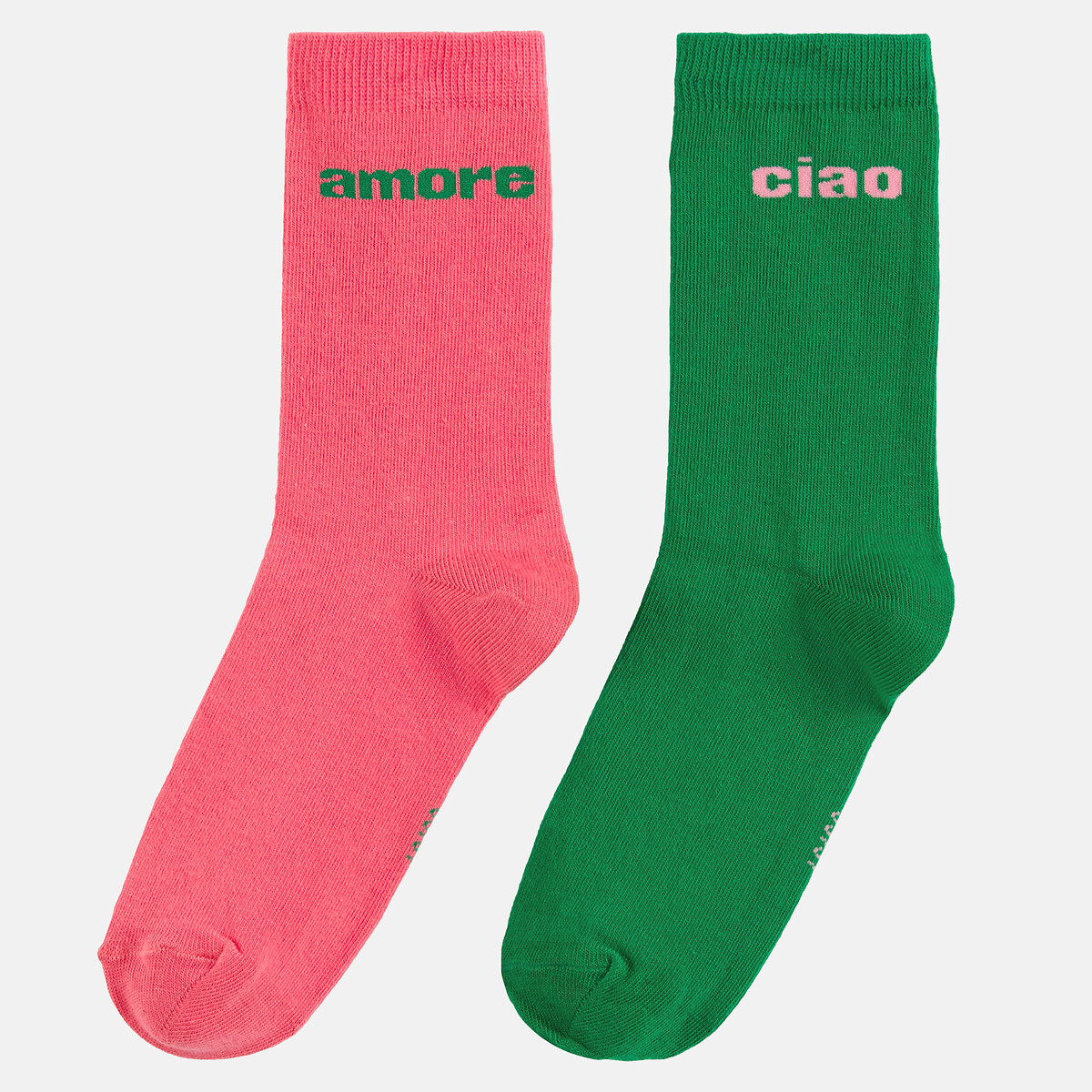 La Redoute Collections Pack Of 2 Pairs Of Crew Socks Women's Pink + Green Size 35