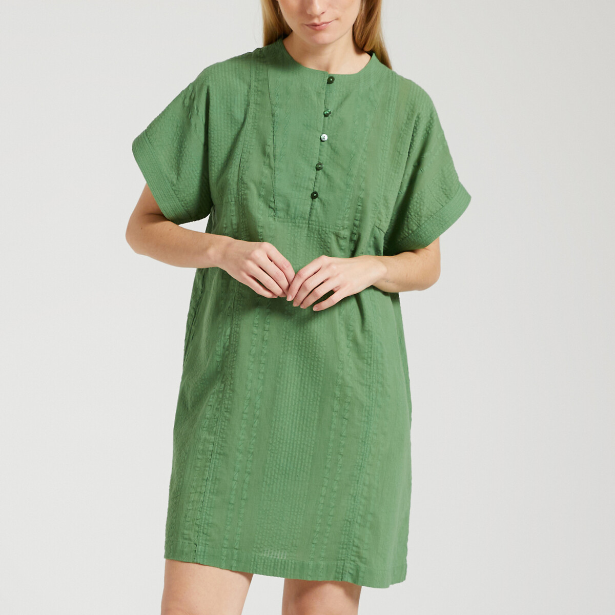 DES PETITS HAUTS Korte jurk met ronde tuniekhals ROBILY CACTUS