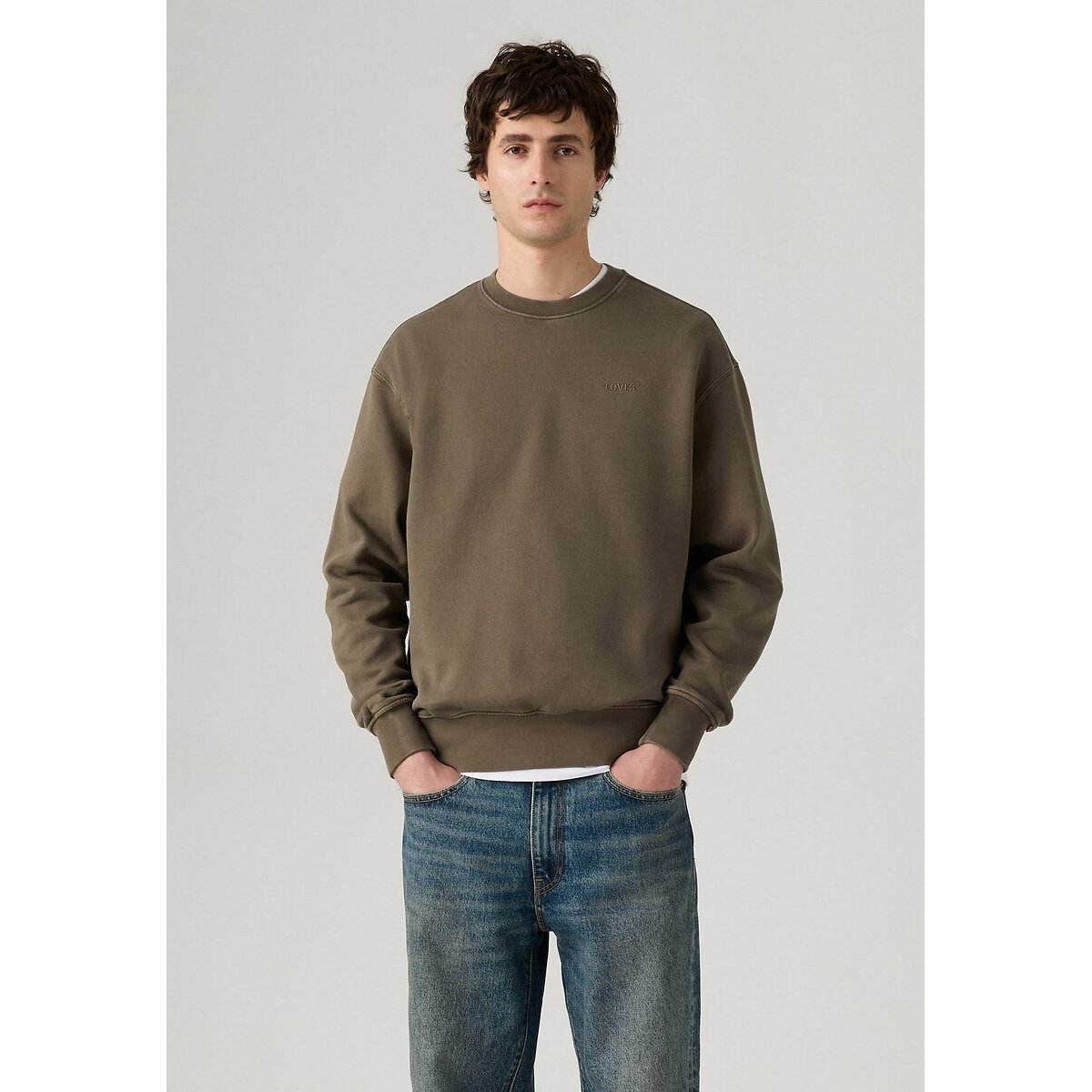 Levi's Housemark Crew Neck Sweatshirt Men's Khaki Large