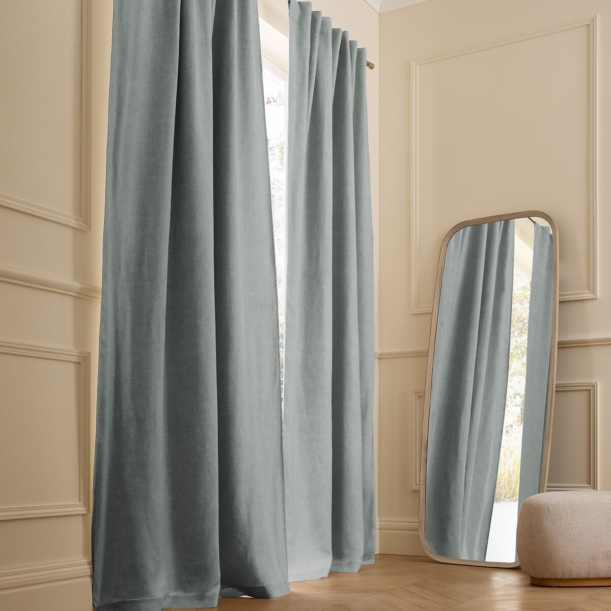 Am.pm Private Blackout Curtain In Washed Linen With Concealed Tabs Unisex Rosmary Size W140 X D220cm