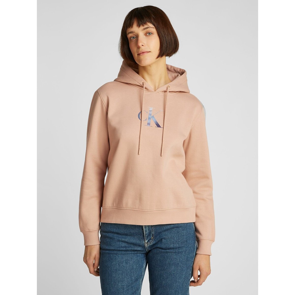 Calvin Klein Jeans Skintone Pink Logo Print Hoodie Extra Large - Image 1