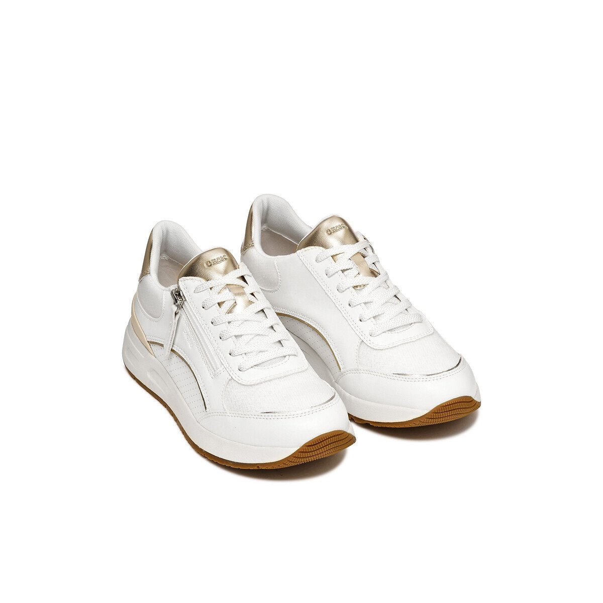 Geox Bulmya Breathable Trainers Women's White/Gold-Coloured Size 40 (6.5)