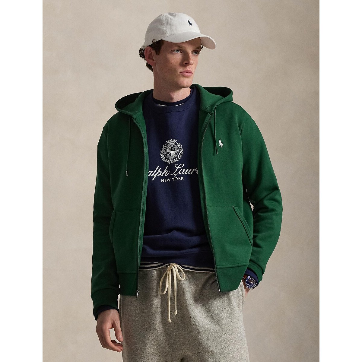 Sweat zippé à capuche, en maille double