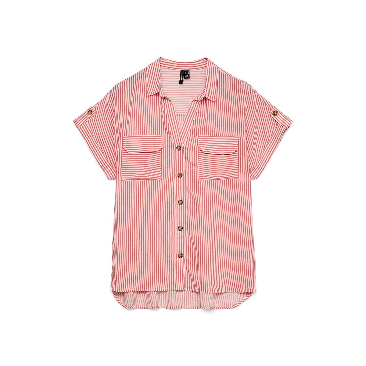 Vero Moda Striped Short Sleeve Blouse Women's Striped Red Small