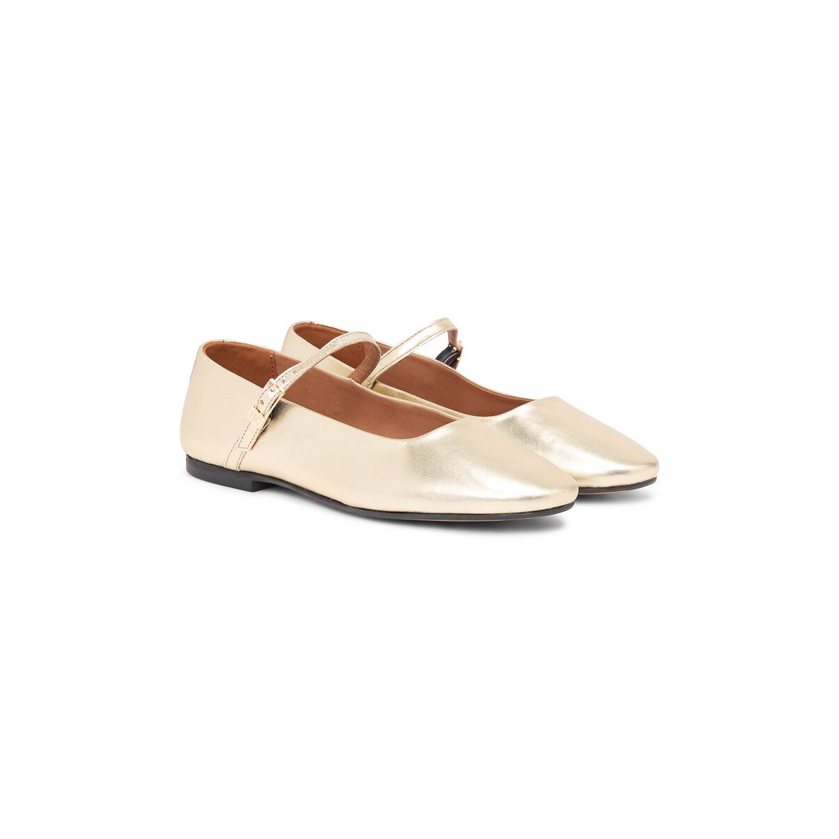 Tommy Hilfiger Leather Mary Jane Ballet Pumps Women's Gold-Coloured Size 37 (4)