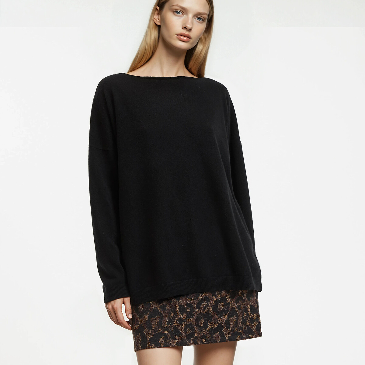 La Redoute Collections Jumper In Fine Cashmere Knit With Boat Neck Women's Black Large