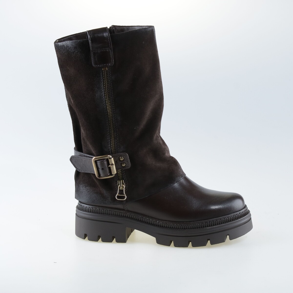 Mjus Leather Gaiter Calf Boots Women's Dark Brown Size 39
