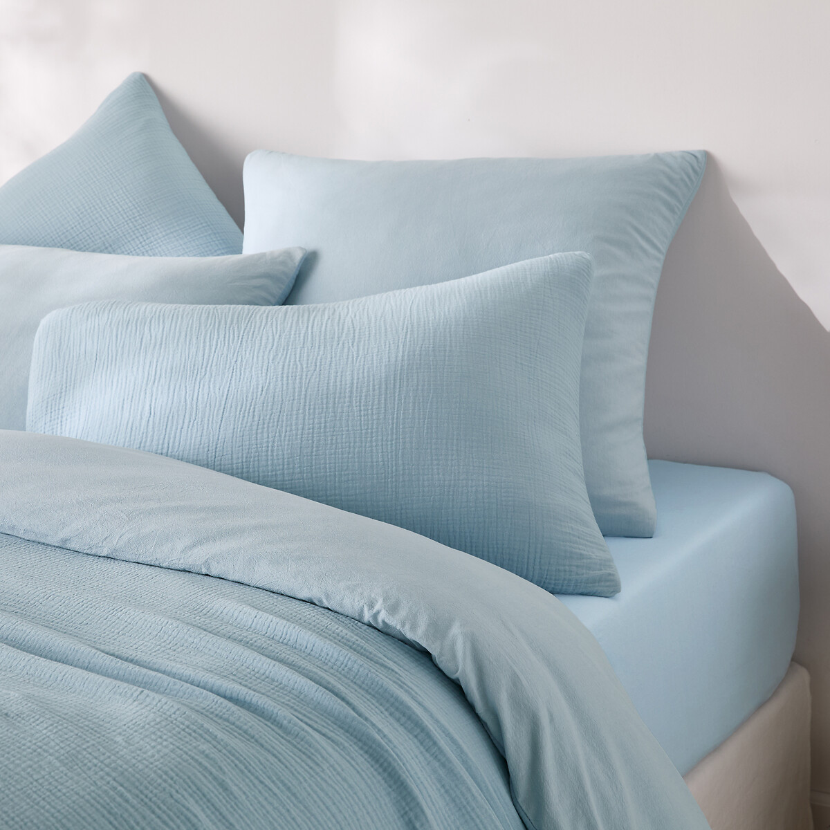 Drap-housse Uni, En Coton Lavé, Bonnet 30 Cm, KUMCO — vue 3