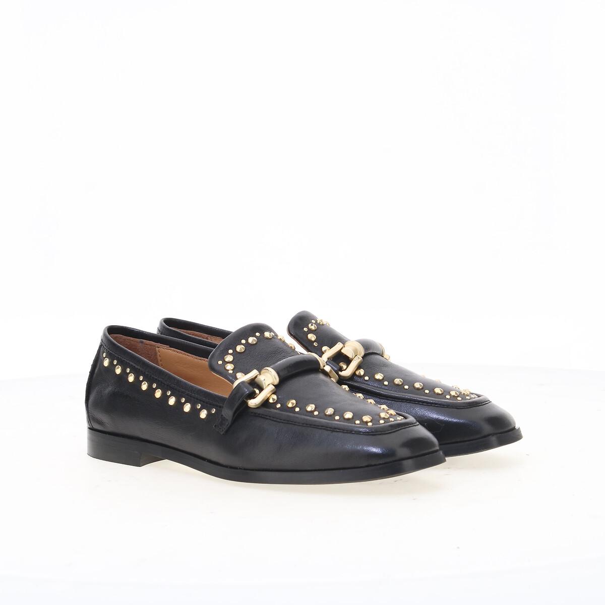 Mjus Studded Leather Loafers Women's Black Size 38 (5)