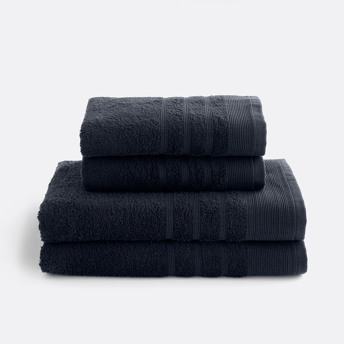 La Redoute Interieurs Set Of 4 Zavara 600G Towelling Towels Unisex Carbon