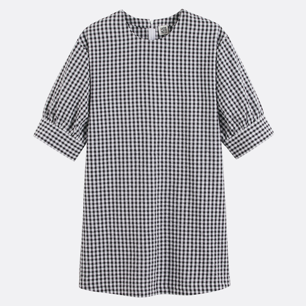 La Redoute Collections Gingham Check Mini Dress With Balloon Sleeves Women's Gingham Checks Medium