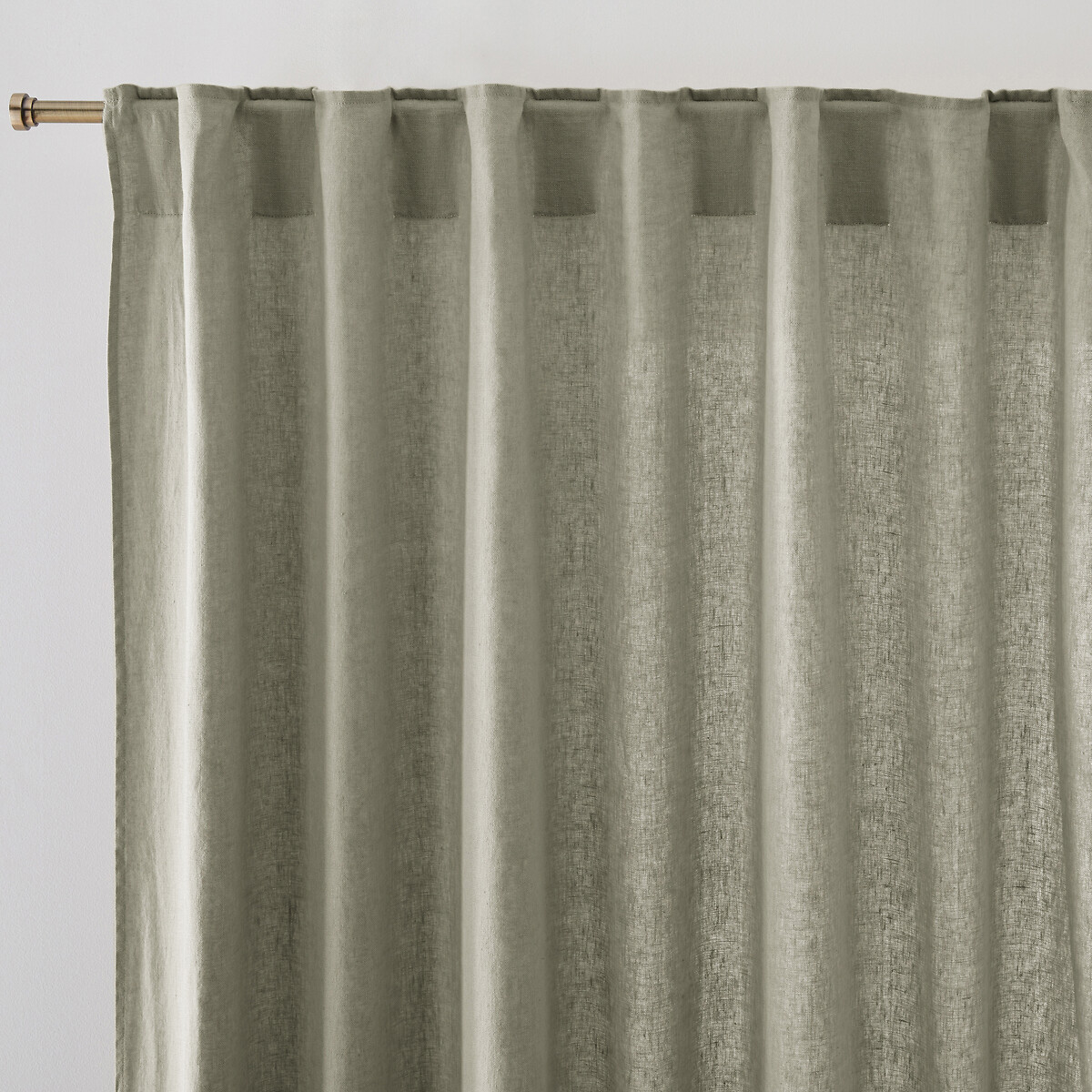 La Redoute Interieurs Elba Hidden Tab Linen Curtain Unisex Grey-Green Size D250 X W140cm