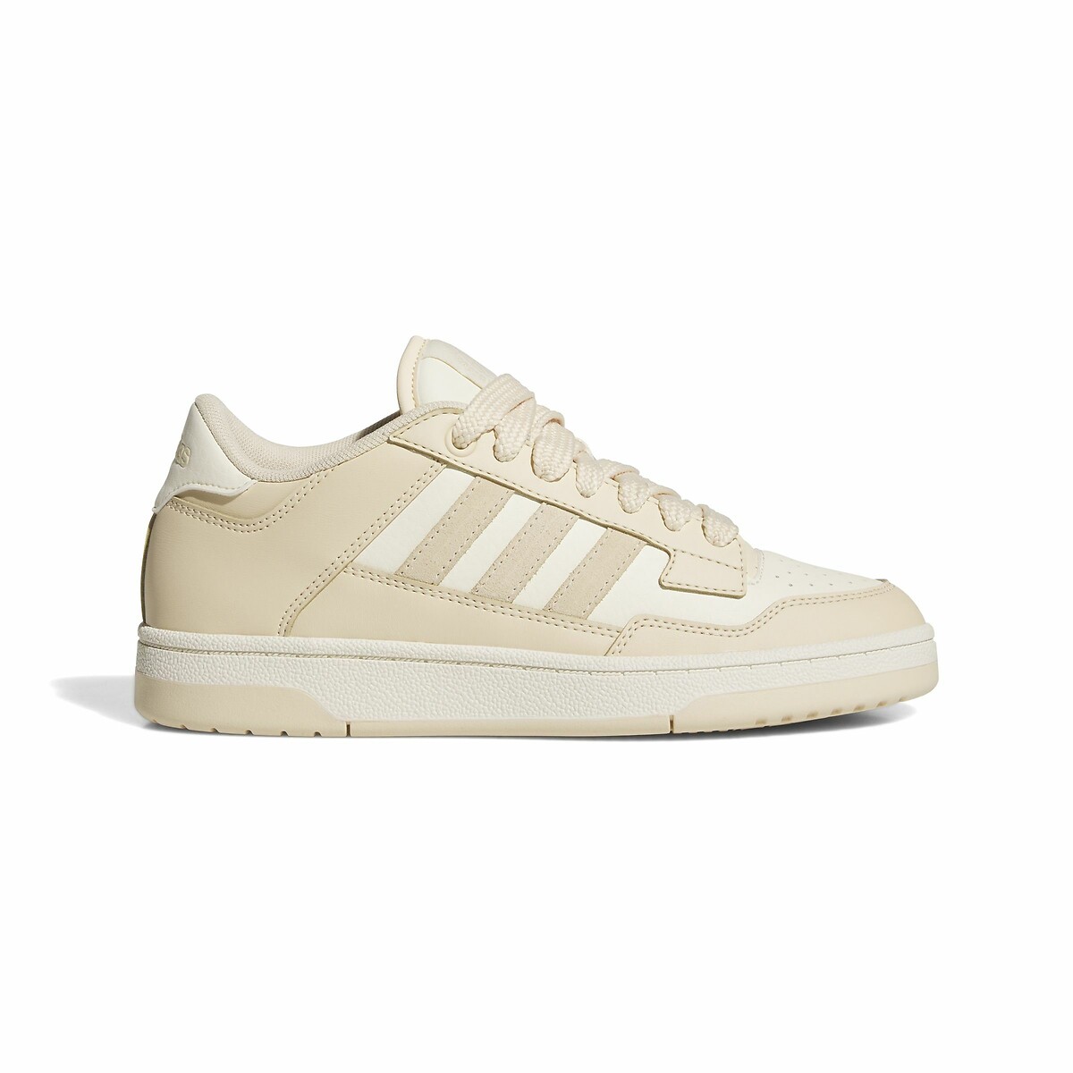Adidas Sportswear Rapid Court Low Trainers In Leather Girls Beige/Pink Size 40 (6.5) Kids