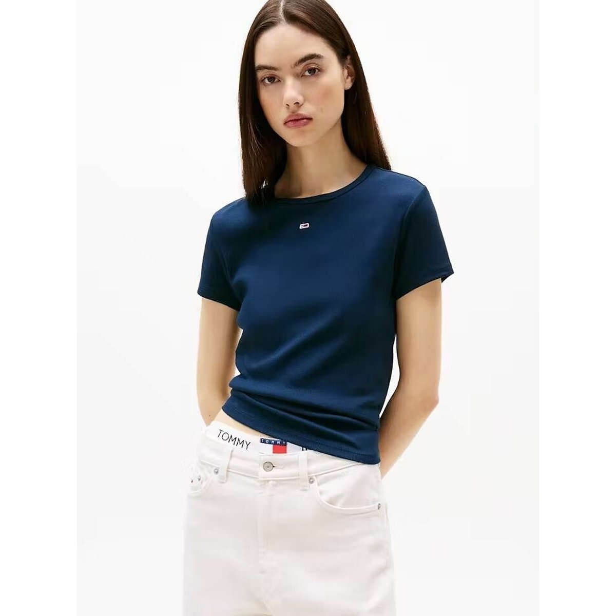 Tommy Jeans Crew Neck T-Shirt With Short Sleeves Women's Navy Extra Small