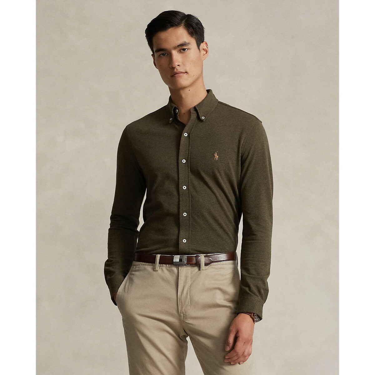 Polo Ralph Lauren Cotton Pique Shirt, Ultra Light Men's Olive Green Large