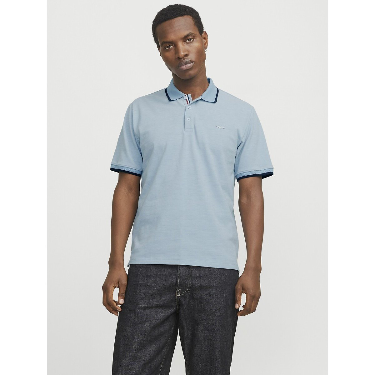 Jack & Jones Men's Blue Slim Fit Polo Shirt With Short Sleeves Medium