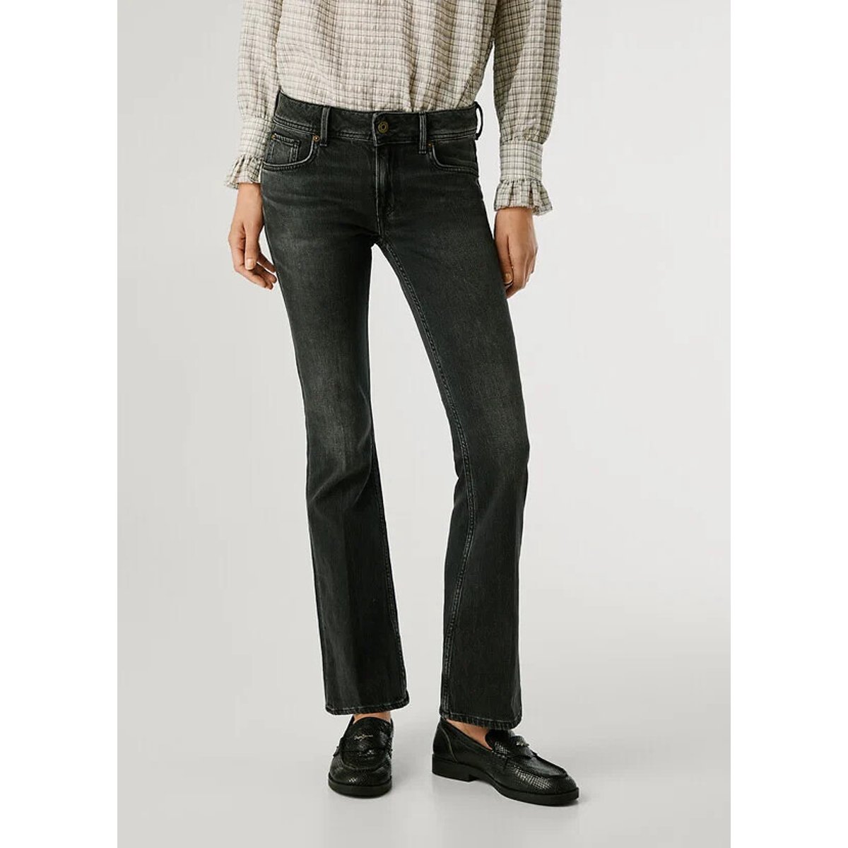 Pepe Jeans Pimlico Flared Jeans With Low Rise Women's Faded Deep Black W30 L30
