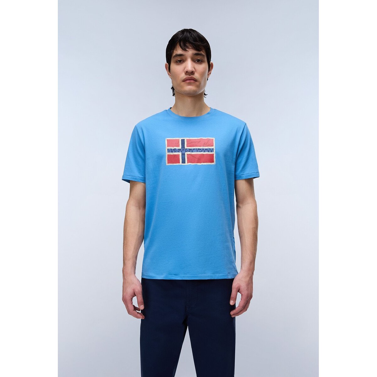 Napapijri S-Mahsa Chest Logo Short Sleeve T-Shirt Men's Blue Small