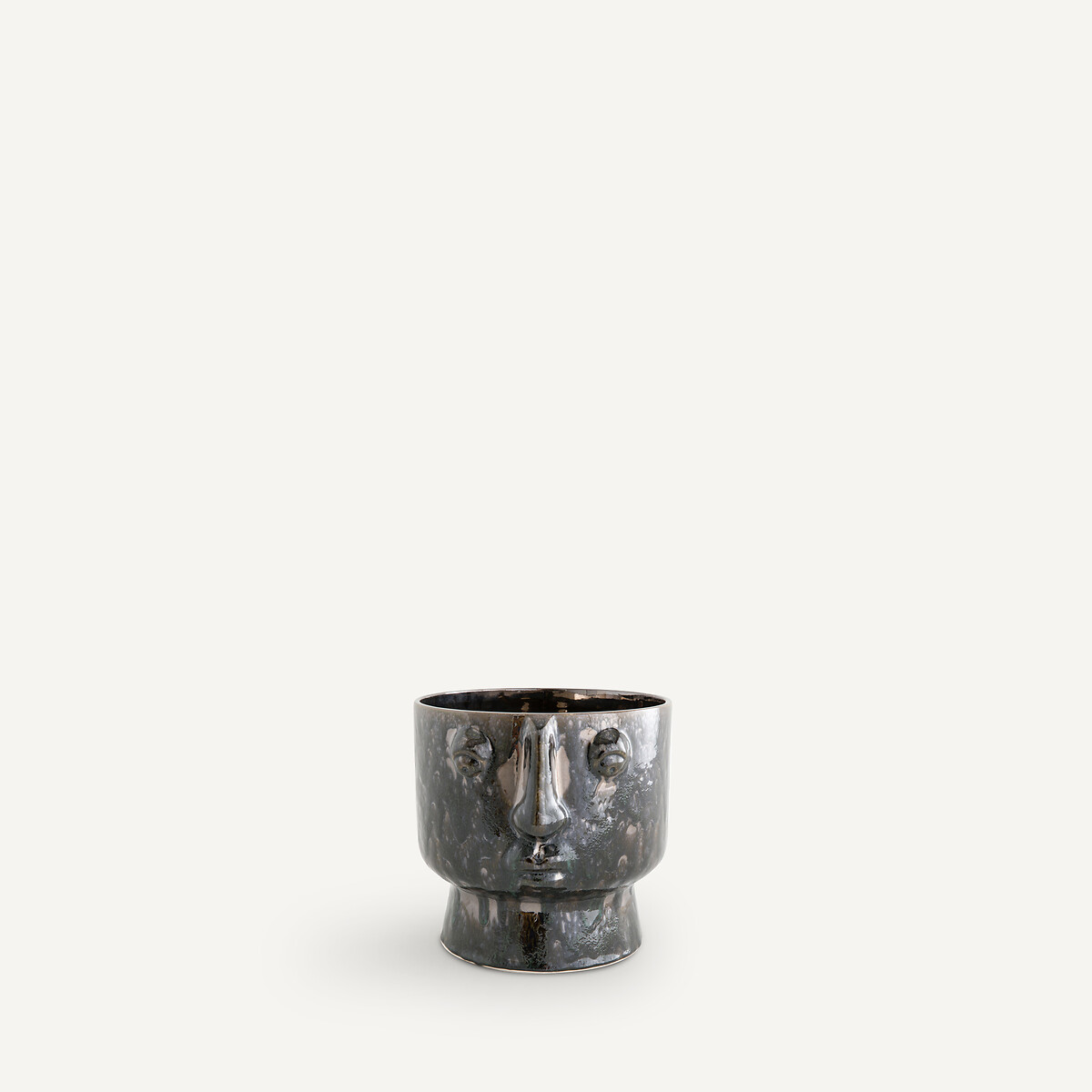 Am.pm Lesego 24Cm High Enamelled Ceramic Face Flower Pot Unisex Brown